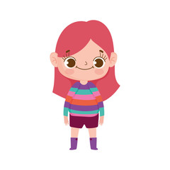 cute girl with striped sweater and expression facial