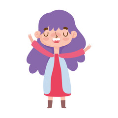 little girl with purple hair and gesture facial