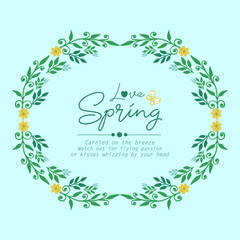 Unique pattern of leaf and floral frame with cute style, for love spring greeting card design. Vector