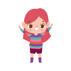 cute girl with striped sweater and expression facial