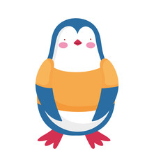 cute penguin standing with shirt cartoon character on white background
