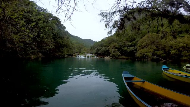 Magnificent view of the Tamul waterfall, San Luis Potosi