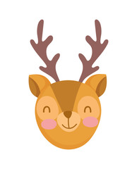 cute deer face cartoon character on white background