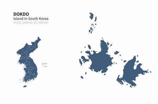 map of korea, dokdo map. vector of korea map. island of korea.