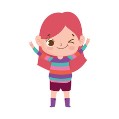 cute girl with striped sweater and expression facial