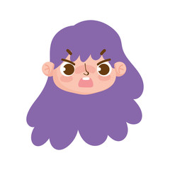 cute face girl expression curly purple hair