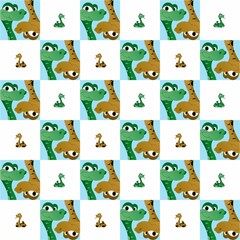 Obraz premium The Amazing of Cute Green and Brown Snake Issues the Tongue Illustration, Cartoon Funny Character, Pattern Wallpaper