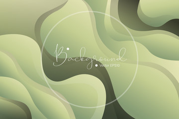 Abstract Green tropical colors elegant liquid wave curve background.