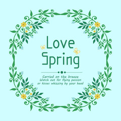 Crowd of modern leaf and flower frame, for love spring invitation card concept. Vector