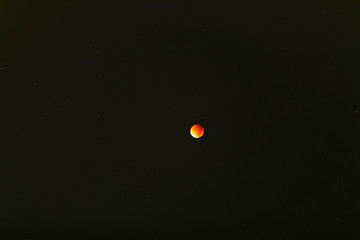 Eclipse of the red moon. Photo of the night sky during the eclipse.