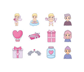 Love and valentines day icon set vector design