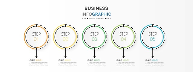 Naklejka premium Biznesowy element infograficzny z 5 opcjami, krokami, numerem projektu szablonu wektora