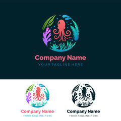 Under the sea logo in gradient colours for your company or your design element