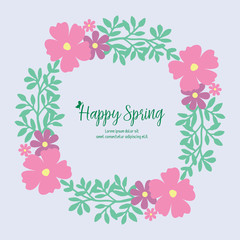 Elegant frame design with leaf and flower, for happy spring ornate greeting card template design. Vector