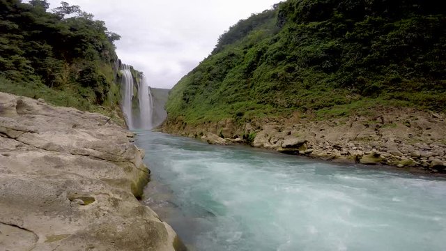Magnificent view of the Tamul waterfall, San Luis Potosi