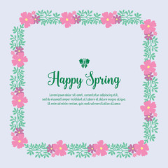 Fototapeta na wymiar Beautiful Crowd of leaf and floral frame, with elegant grey background, for happy spring invitation card design. Vector