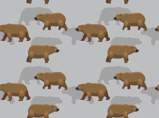 Brown Bear Walking Cartoon Vector Seamless Background Wallpaper-01
