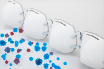 Medical mask and disease with white background,3d rendering.