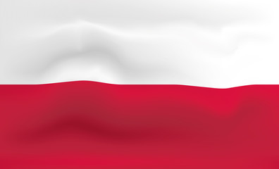 Fototapeta na wymiar Poland Flag Icon and Logo. World National Isolated Flag Banner and Template. Realistic, 3D Vector illustration Art with Wave Effect