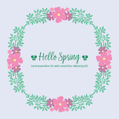 Unique decoration of leaf and floral frame, for happy spring beautiful greeting card design. Vector