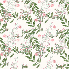 romantic roses rose leaf greenery english rose pattern seamless spring romantic modern summer retro