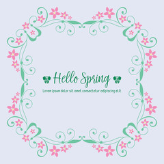 Unique Shape of happy spring greeting card, with beautiful leaf and flower frame. Vector