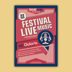 Vector of Music Festival Poster Template with Vintage and Retro Style