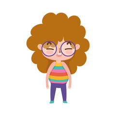 little girl with glasses curly hair expression facial