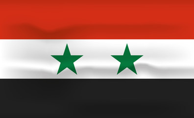 Syria Flag Icon and Logo. World National Isolated Flag Banner and Template. Realistic, 3D Vector illustration Art with Wave Effect