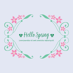 Ornate Pattern of leaf and pink flower frame, for happy spring elegant greeting card wallpaper design. Vector