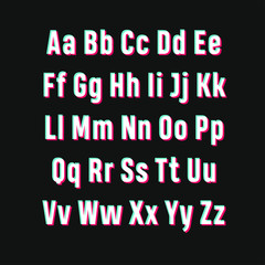 font with 3d glitch effect