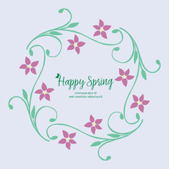 Element design of leaves and wreath frame, for happy spring poster design. Vector