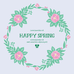 Leaf and pink floral Ornament frame, for elegant happy spring invitation card decoration pattern. Vector