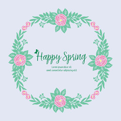 Leaf and pink floral Ornament frame, for elegant happy spring invitation card decoration pattern. Vector