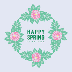 Elegant Ornate of leaf and flower frame, for happy spring cards design. Vector