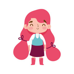 little girl gesture with long hair pony tail style