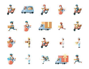 Delivery men set vector design