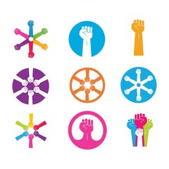 Hand up clenched vector icon illustration design