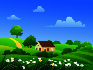country landscape with house