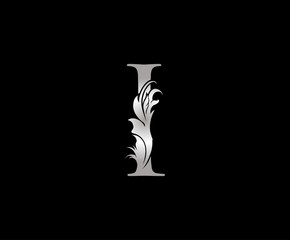 Silver I Luxury Logo Icon, Floral I Letter Logo Design.