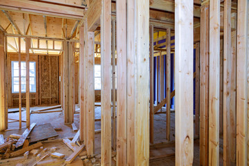 Framing beam of new house under construction home framing