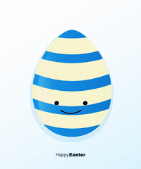 Smiling Happy Easter Egg Stripe Blue