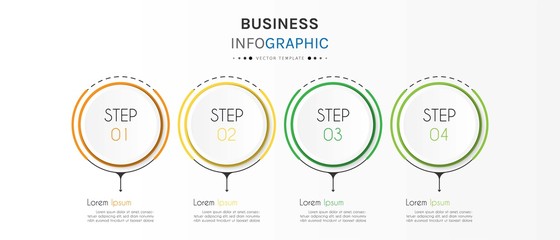 Naklejka premium Biznesowy infografikę element z 4 opcjami, krokami, numerem wektor szablon projektu
