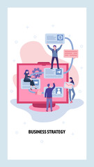 Business process and strategy development. People work as a team. Vector web site design template. Landing page website concept illustration
