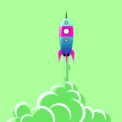 rocket ship launching into the sky