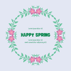 Decoration of leaf and floral frame, for happy spring invitation card template concept. Vector