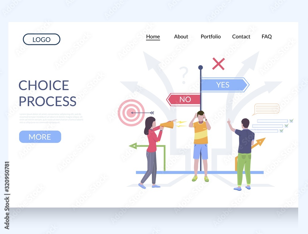 Wall mural choice process vector website landing page design template