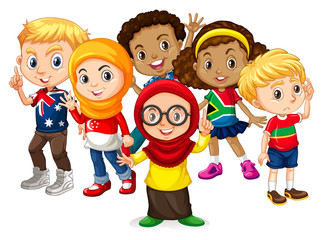 Many children with happy face standing