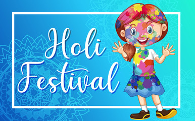 Happy Holi festival poster design with colorful background