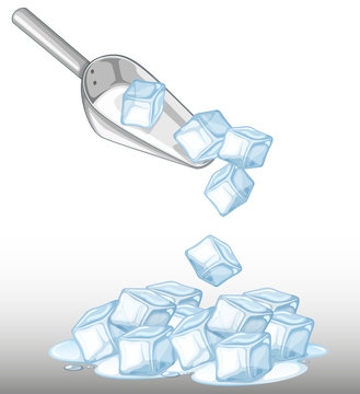 Pile of ice and metal spoon